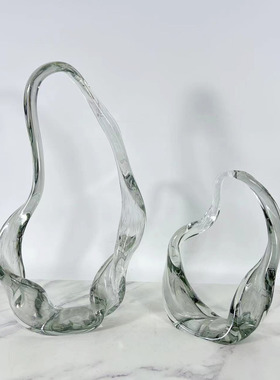 现代透明玻璃飘带绿色不规则灰色