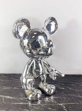 简约创意树脂银色米奇公仔客厅样