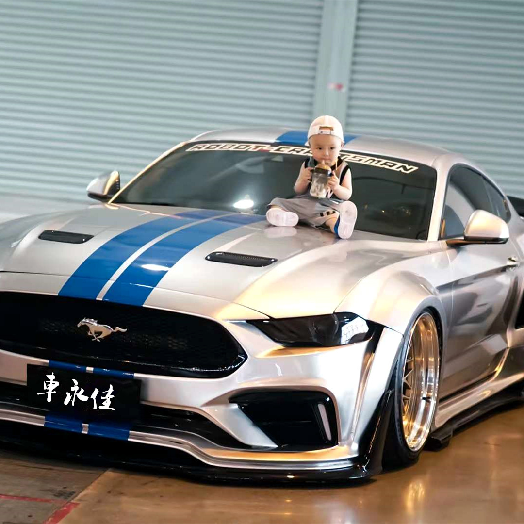 野马MUSTANG个性改装全车贴引擎盖拉条侧裙碳纤维赛车拉花装饰-图3