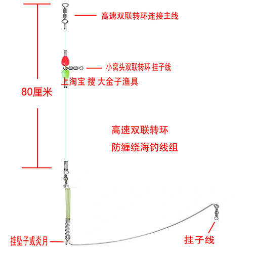 新款海钓单刀钓组天平防缠绕钓组黑头黄鱼石九公船钓线组双联转环 - 图0