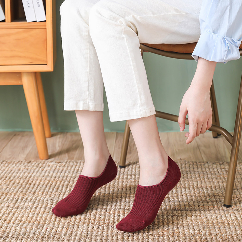 袜子女冬季纯棉纯色浅口短袜竖条船袜ins硅胶半隐形袜浅口袜复古,淘宝优惠券,粉丝福利购,淘宝优惠卷