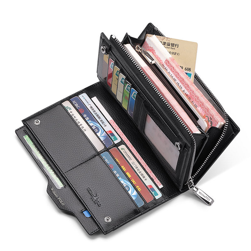 英皇保罗长款男士真皮多卡位20钱包 英皇保罗店钱包