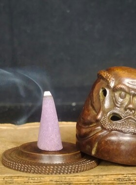 古玩铜器菩提达摩祖师悟道神像禅意熏香炉居家礼佛茶道茶艺塔香炉
