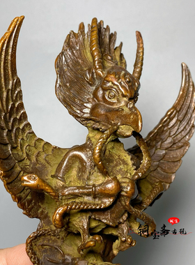 复古铜器藏传大鹏金翅鸟大鹏鸟密宗普巴金刚杵家居办公室装饰摆件
