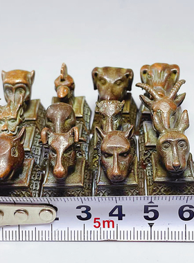 复古铜器实心圆明园十二生肖首印章兽首印一套中国风家居装饰摆件