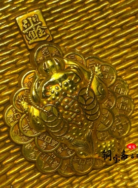 仿古铜器镀金簸箕摆件咬钱金蟾招财进宝日进斗金家居乔迁装饰礼品
