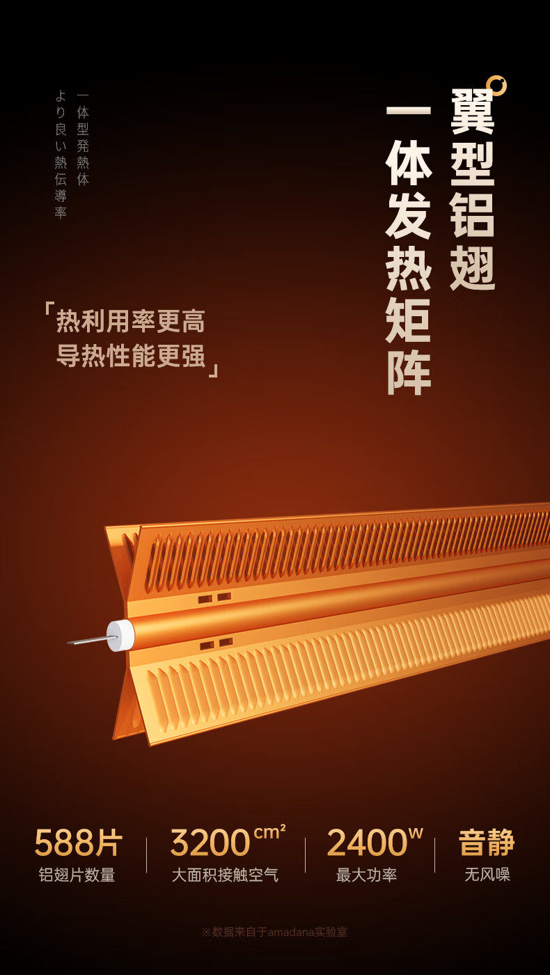日本amadana取暖器家用客厅大面积节能电暖气踢脚线循环烤火炉,淘宝优惠券,粉丝福利购,淘宝优惠卷