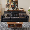 Mid-century style retro oil wax leather sofa leather and cloth dual-purpose straight row adjustable high backrest first layer cowhide down sofa