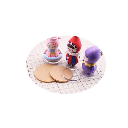 超轻粘土盲盒娃娃黏土手办底座玩偶软陶泥圆形透明底座亚克力垫片 - 图3