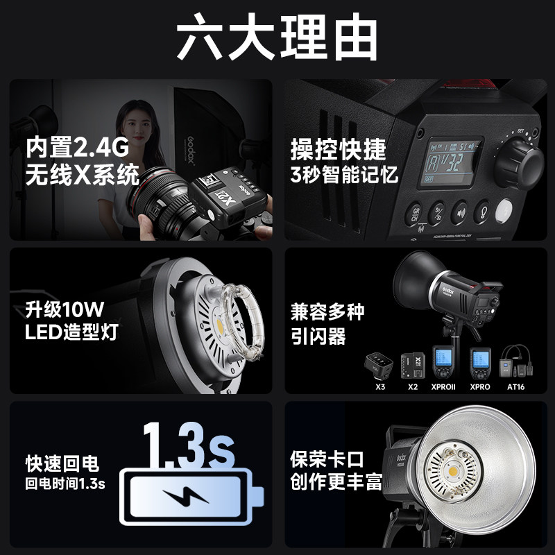 神牛MS200V MS300V证件照儿童拍照静物拍照人像影棚闪光灯影室灯 - 图2