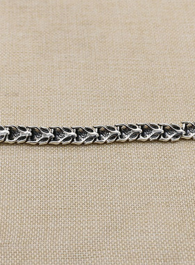 纯银龙骨宽面霸气风生肖配饰手链