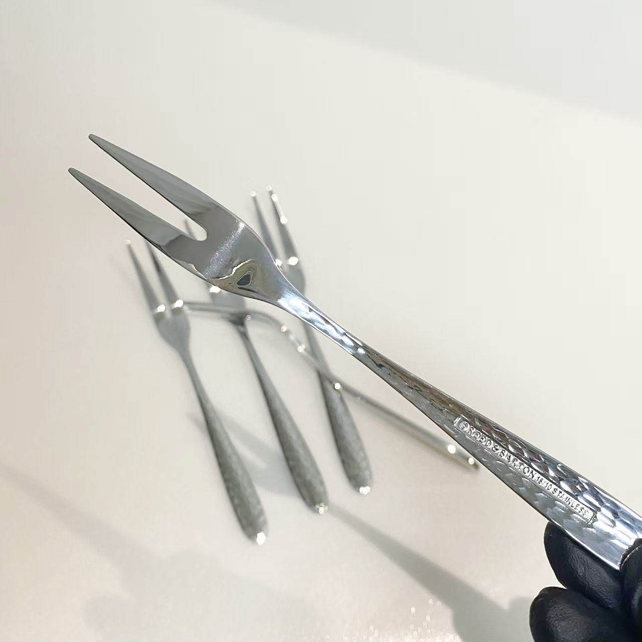 外贸欧式18/10不锈钢水果叉锤纹水果签甜品叉蛋糕叉点心叉月饼叉,淘宝优惠券,粉丝福利购,淘宝优惠卷