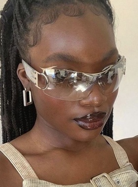 欧美ins外贸y2k辣妹穿搭街拍时尚连体墨镜vintage中古太阳眼镜女