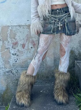 y2kslut欧美ins辣妹个性复古珍珠十字架金属流苏金属腰链服饰配件