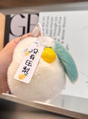 【没有压梨】獭兔毛鸭梨汽车钥匙扣挂件ins毛绒球书包包挂饰礼物