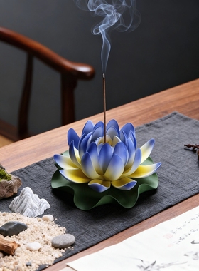 新中式陶瓷手工莲花线香座