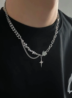 小众设计冷淡风石钛钢拼接项链