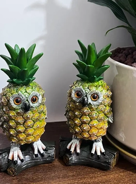 新款装饰品摆件菠萝猫头鹰花园