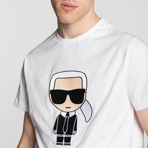 Karl Lagerfeld卡尔拉格斐刺绣老佛爷男短袖圆领T恤755070 521250 - 图1