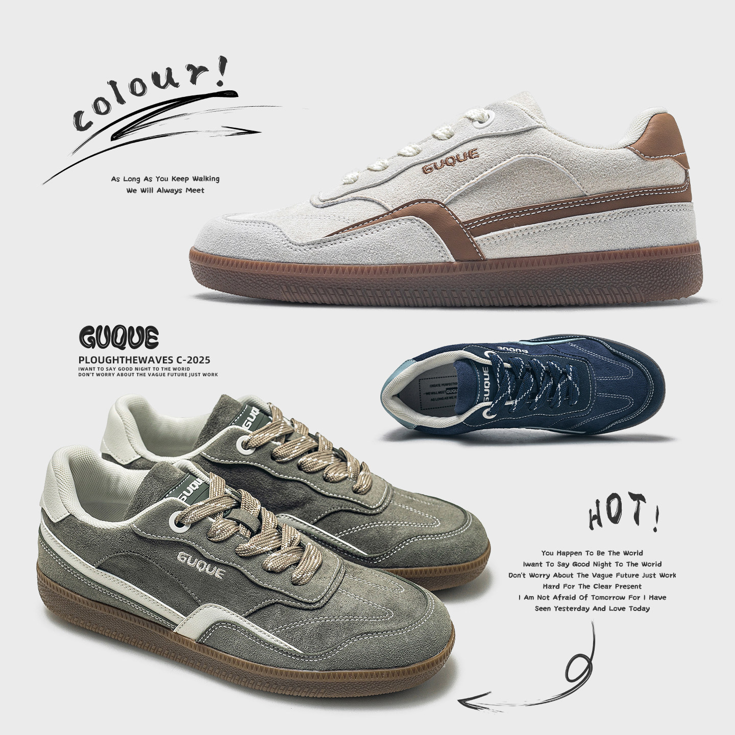 古雀Guque情侣德训鞋2025新款轻便软底男女同款秋冬美拉德板鞋子,淘宝优惠券,粉丝福利购,淘宝优惠卷