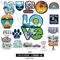 Large number LIFE IS GOOD OUTDOOR LOVE STICKER Illustrated Laptop Flat Guitar Suitcase Waterproof Stickers