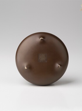 铜师傅三足扁圆炉中式茶香炉