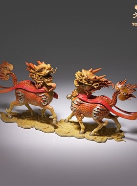 铜师傅《麒麟献瑞》客厅桌面摆件