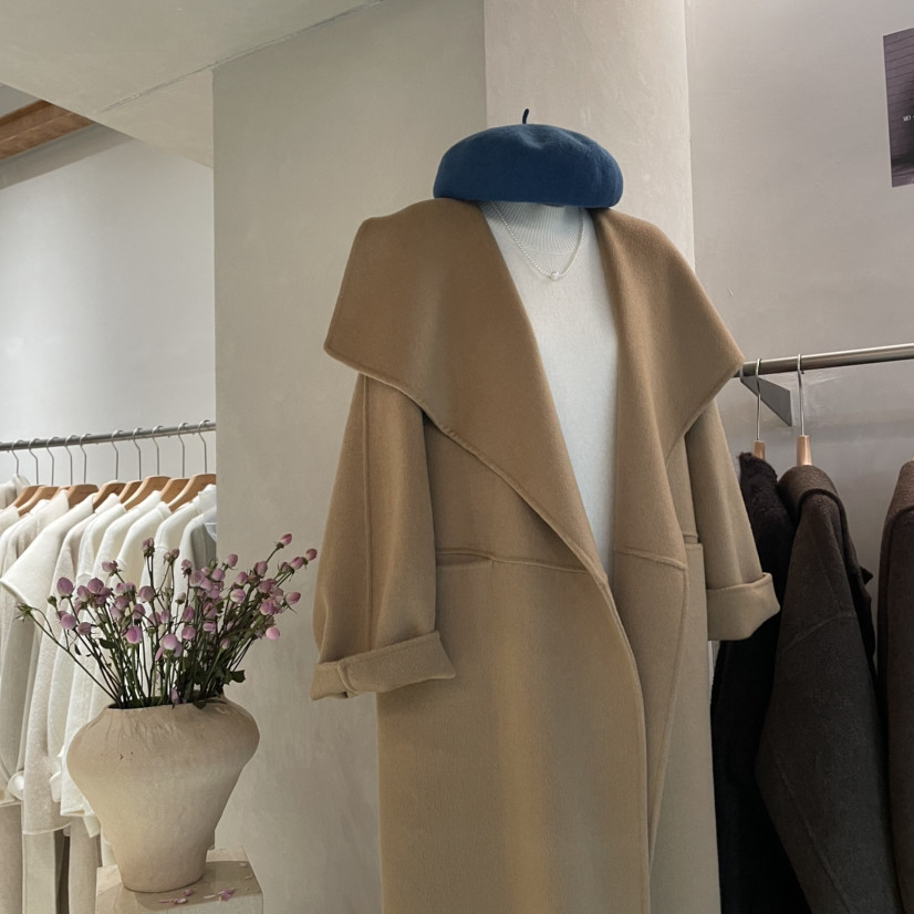 繁花冬上新法式简约翻领宽松长款羊毛外套（含92.5绵羊毛）5D7N0,淘宝优惠券,粉丝福利购,淘宝优惠卷
