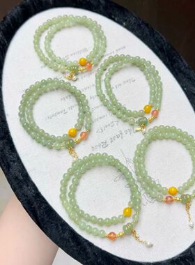 玉阅珠宝和田玉蜜蜡南红双圈手串