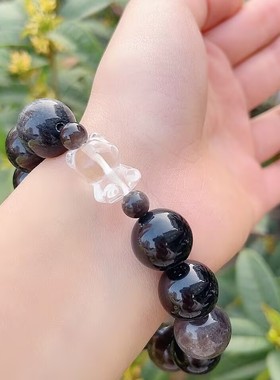 玉阅珠宝精致银耀石搭配小熊手链