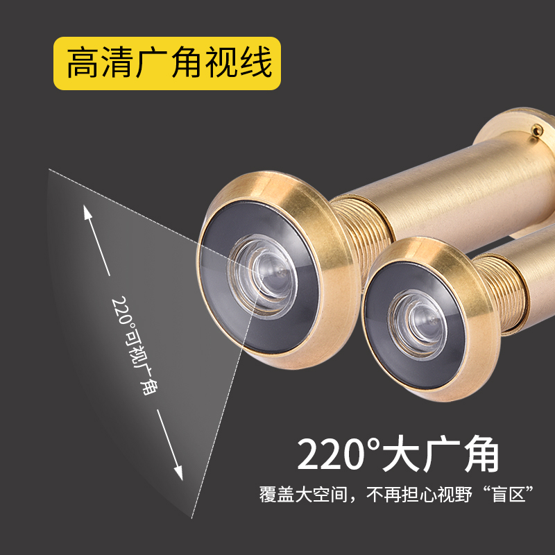 防盗门猫眼家用门镜通用型纯铜全铜防撬高清带遮挡盖14-16-24mm-图0