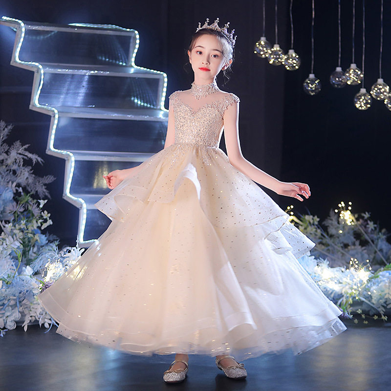 儿童婚纱晚礼服洋气高端花童主持人女孩钢琴走秀演出夏季女童裙子,淘宝优惠券,粉丝福利购,淘宝优惠卷