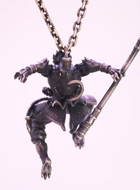 暗黑大圣悟空吊坠纯银挂件吊坠项链男潮酷个性挂饰送男生礼物