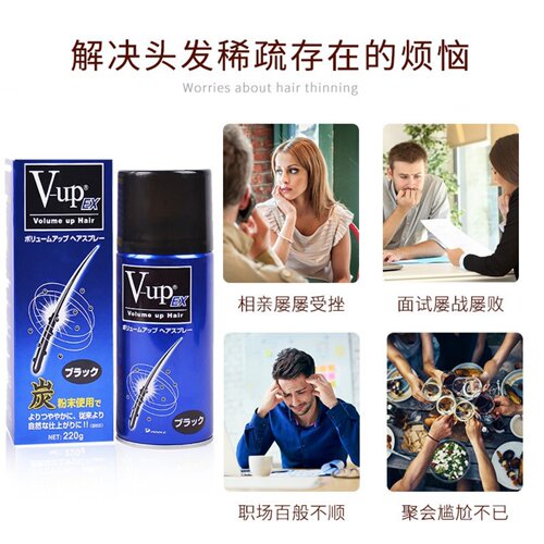日本V-UP增头发纤维粉喷雾发际线补发快速密发神器假发美发粉遮秃 - 图1