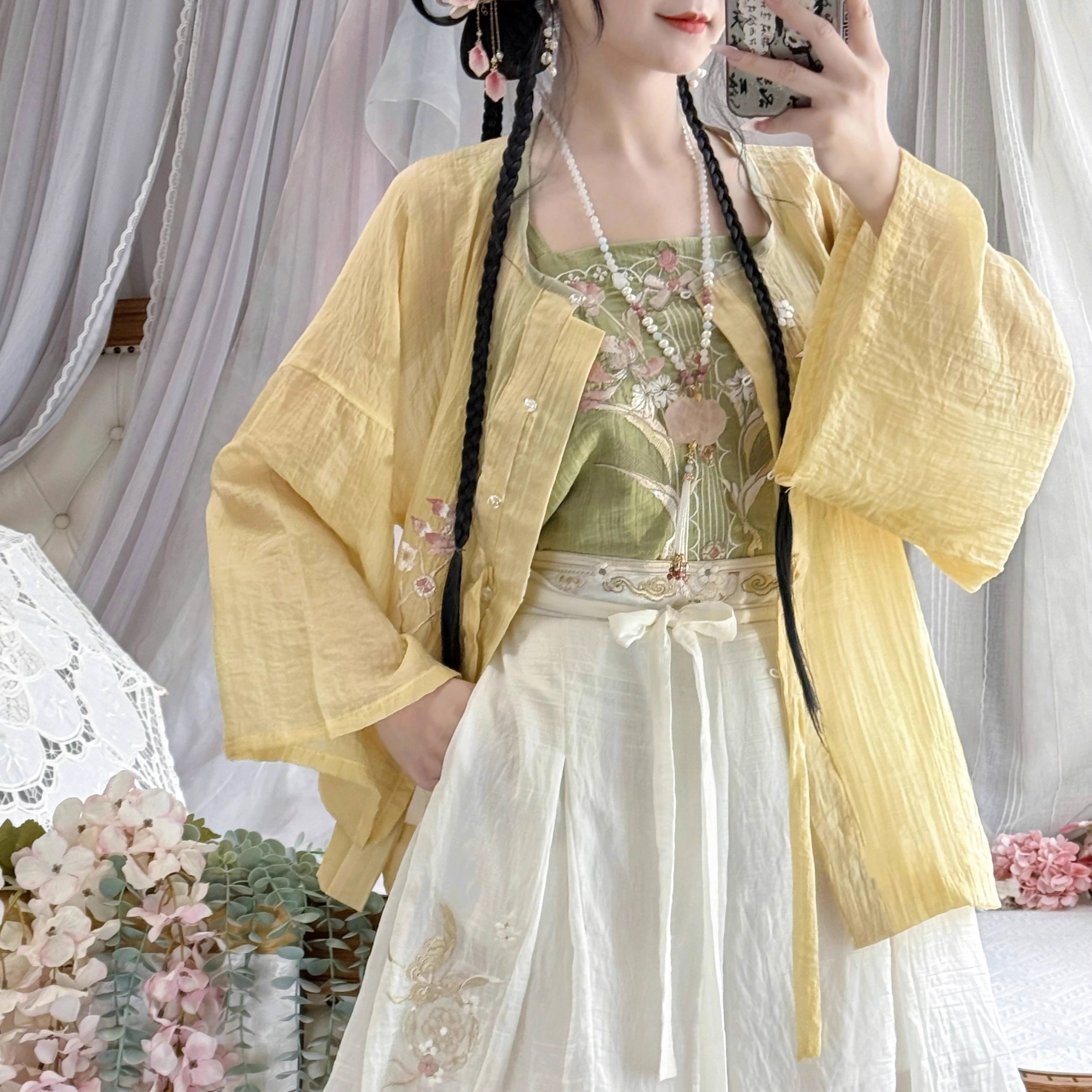 荟萃阁原创汉服女【小荷花】圆领衫短裤套装国风少女日常夏季百搭,淘宝优惠券,粉丝福利购,淘宝优惠卷