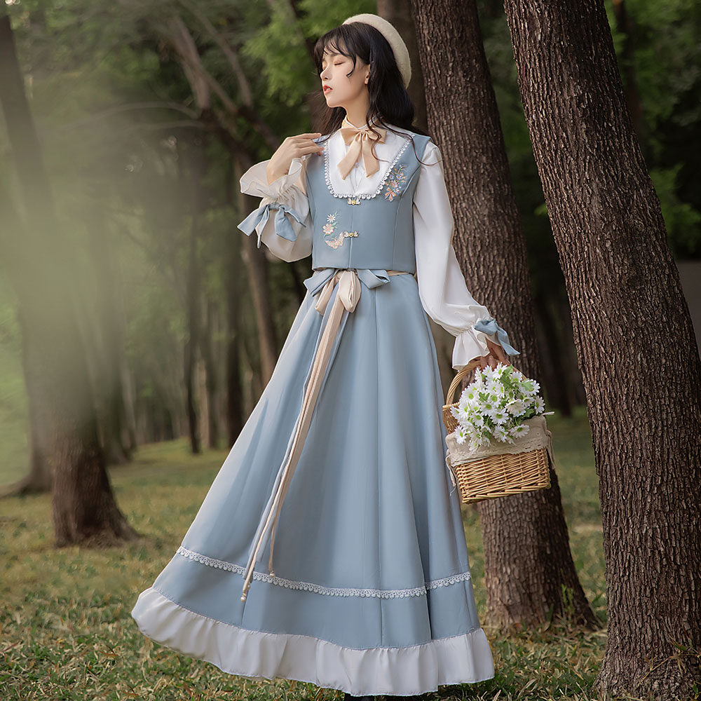 (迷蝴蝶)原创汉服女新款改良汉元素套装破裙中国风日常春夏季款_虎窝淘