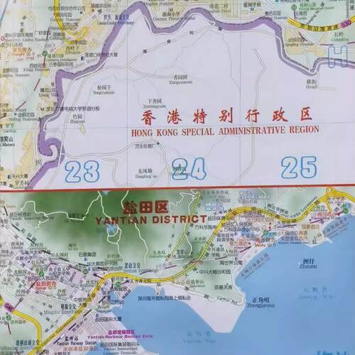 2025新改版 深圳市地图中英文对照高清约宽1.4米高1米深圳市城市街道旅游政区地图 民用地图无比例尺现货正版房地产等公司适用 - 图3