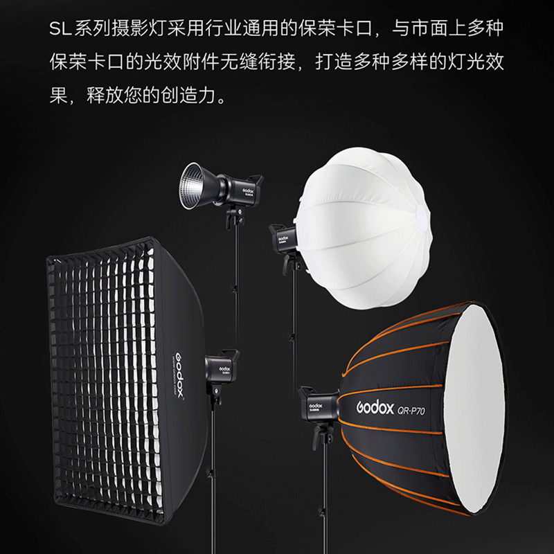 (Godox)神牛SL-60 D/Bi II二代太阳灯led摄影灯主播直播间补光灯双色温75W常亮柔光灯摄影棚拍照摄像打光套装