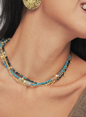 A Ray of Sunlight 25秋冬埃及系列沙漠绿洲蓝碧玺松石串珠项链