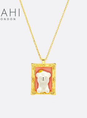 SAHI珐琅情侣小熊项链小众原创