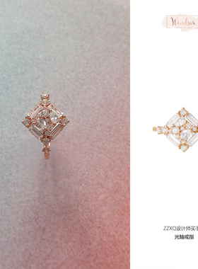 LHWINDSOR原创设计温莎珠宝光轴戒指可调节菱形原创设计高级欧美