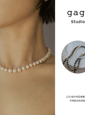 0856国风复古天然虎眼石锁骨链