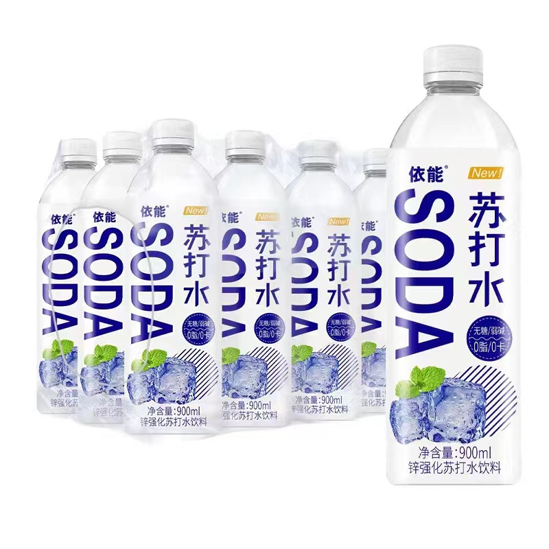 依能苏打水无糖加锌900ml*12瓶整箱批特价弱碱性饮用水青柠味饮料 - 图3