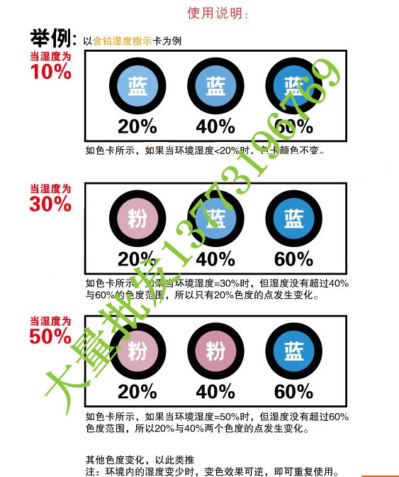 批发湿度指示卡片 黄色湿度卡 环保无钴 黄色变蓝色 6点 10-60% - 图2