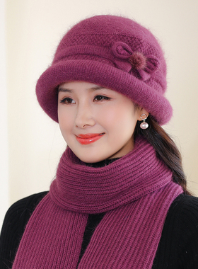 帽子女冬季毛线帽防寒围巾套装