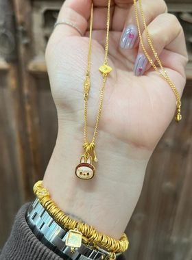 新可可爱爱拉布布项链轻奢小众时尚百搭设计感精致复古气质锁骨链