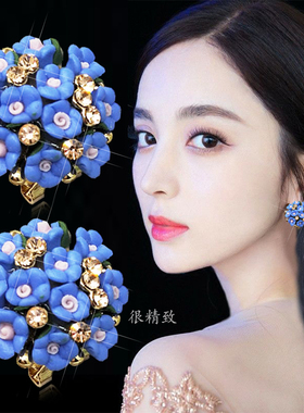 陶瓷耳针扣925简约花朵女