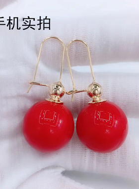 咖啡金网红大珍珠耳环超仙冷淡风