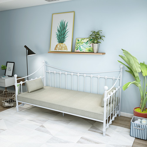 欧式简约铁艺沙发床坐卧两用沙发床单人床公主床儿童床推拉床定制-图2