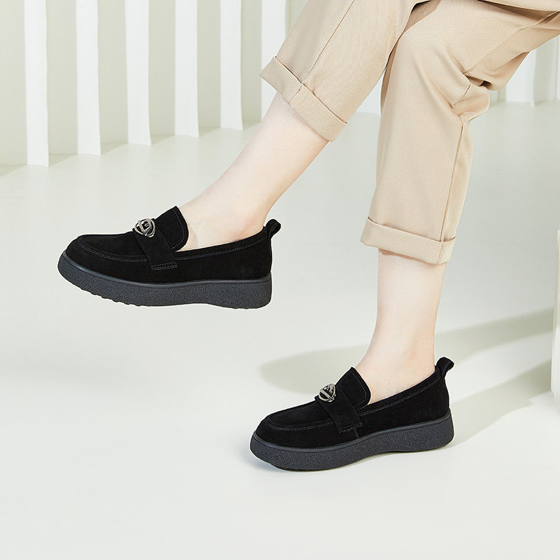 康奈秋季真皮单鞋一脚蹬绒面中妈妈鞋深口软底舒适老人单鞋,淘宝优惠券,粉丝福利购,淘宝优惠卷